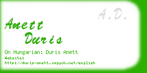 anett duris business card